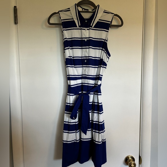 Summer Navy & White Collared Button Up Dress - Picture 1 of 4